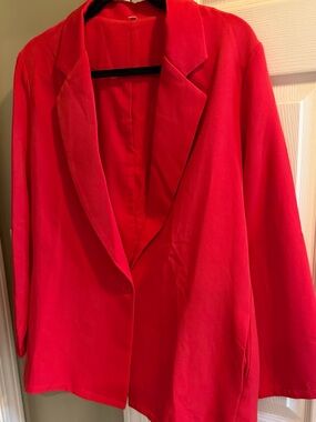 🌹 Crimson Red One-Button Tailored Blazer - Size 14